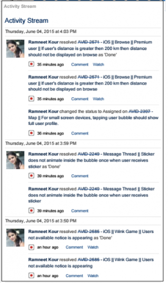 JIRA Activity Streams Gadget