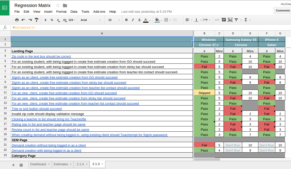 Manage regression testing with spreadsheets Within Software Test Report Template Xls