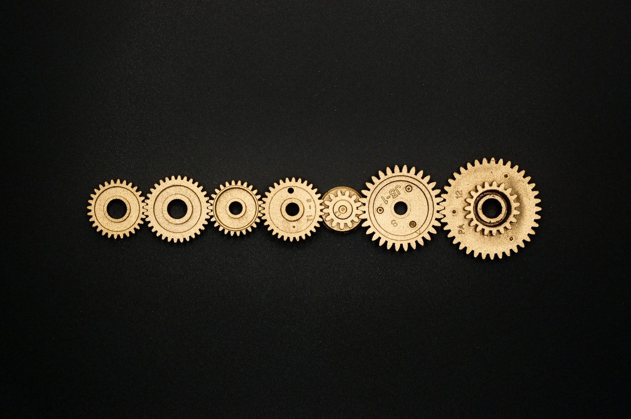 cogs on a black background