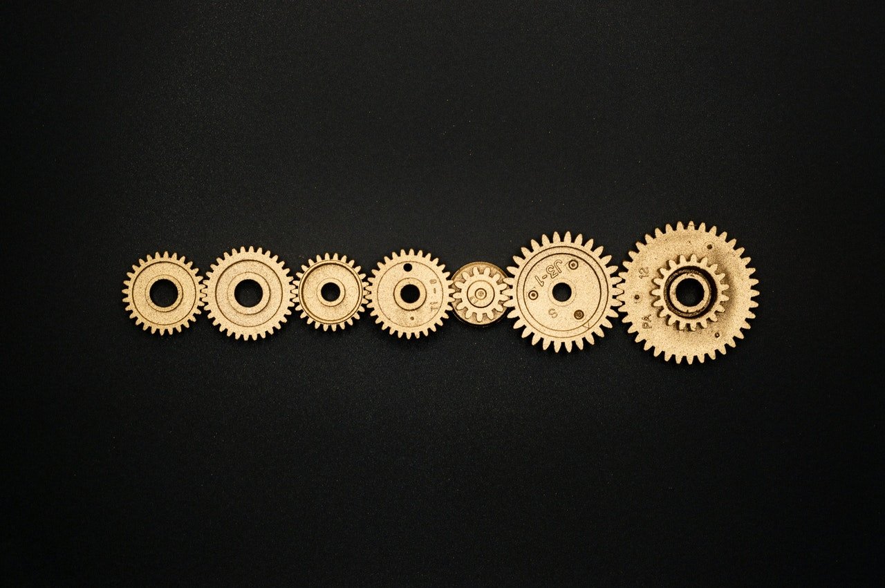 a line of golden gears (image for The benefits and types of automated testing you need to know about blog)