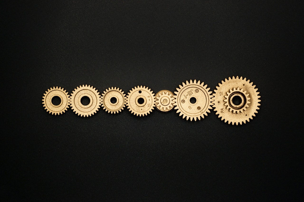 a line of golden gears (image for The benefits and types of automated testing you need to know about blog)