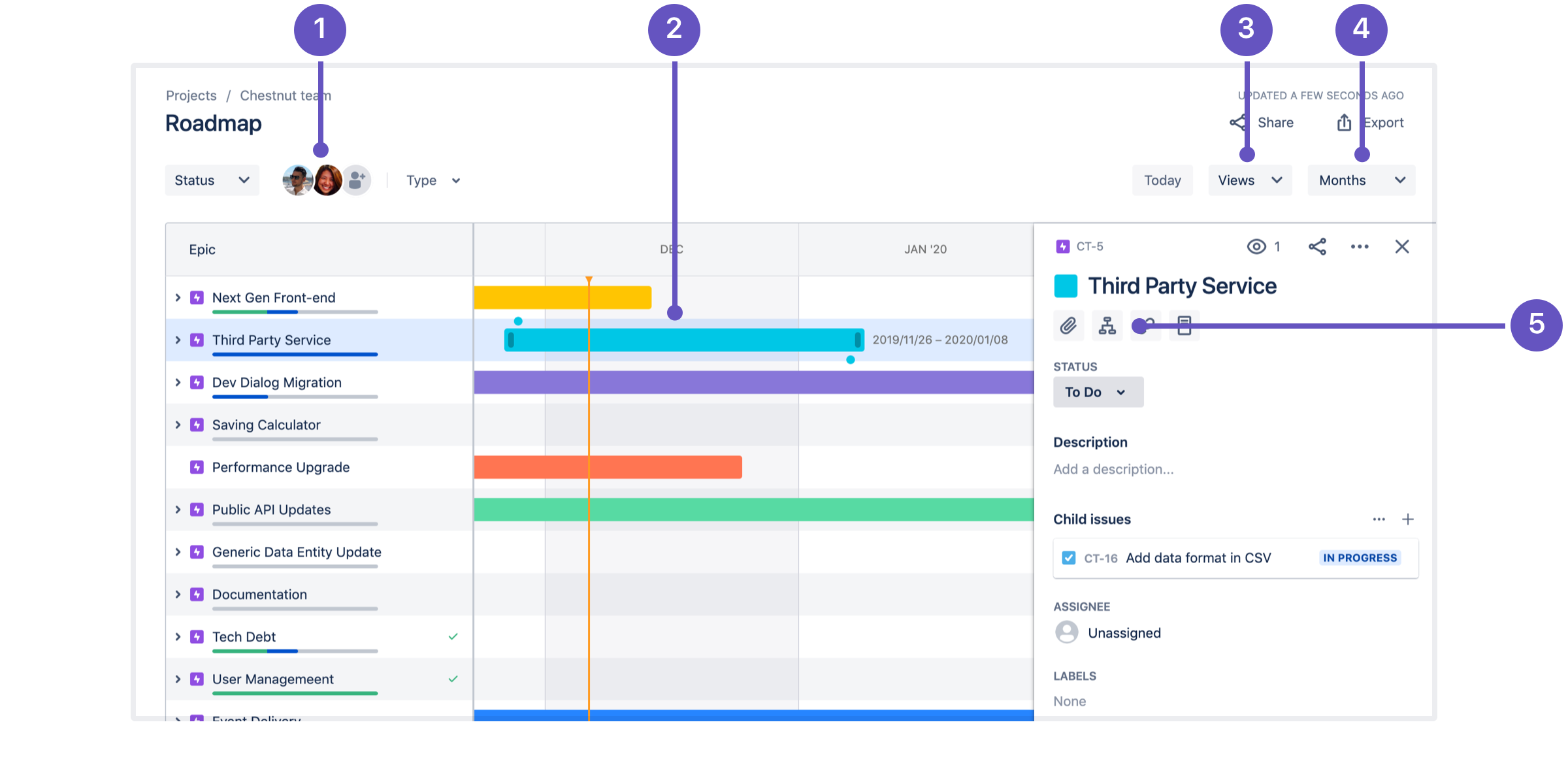 Jira_screenshot_JSW_Next-gen_Roadmap_Annotated