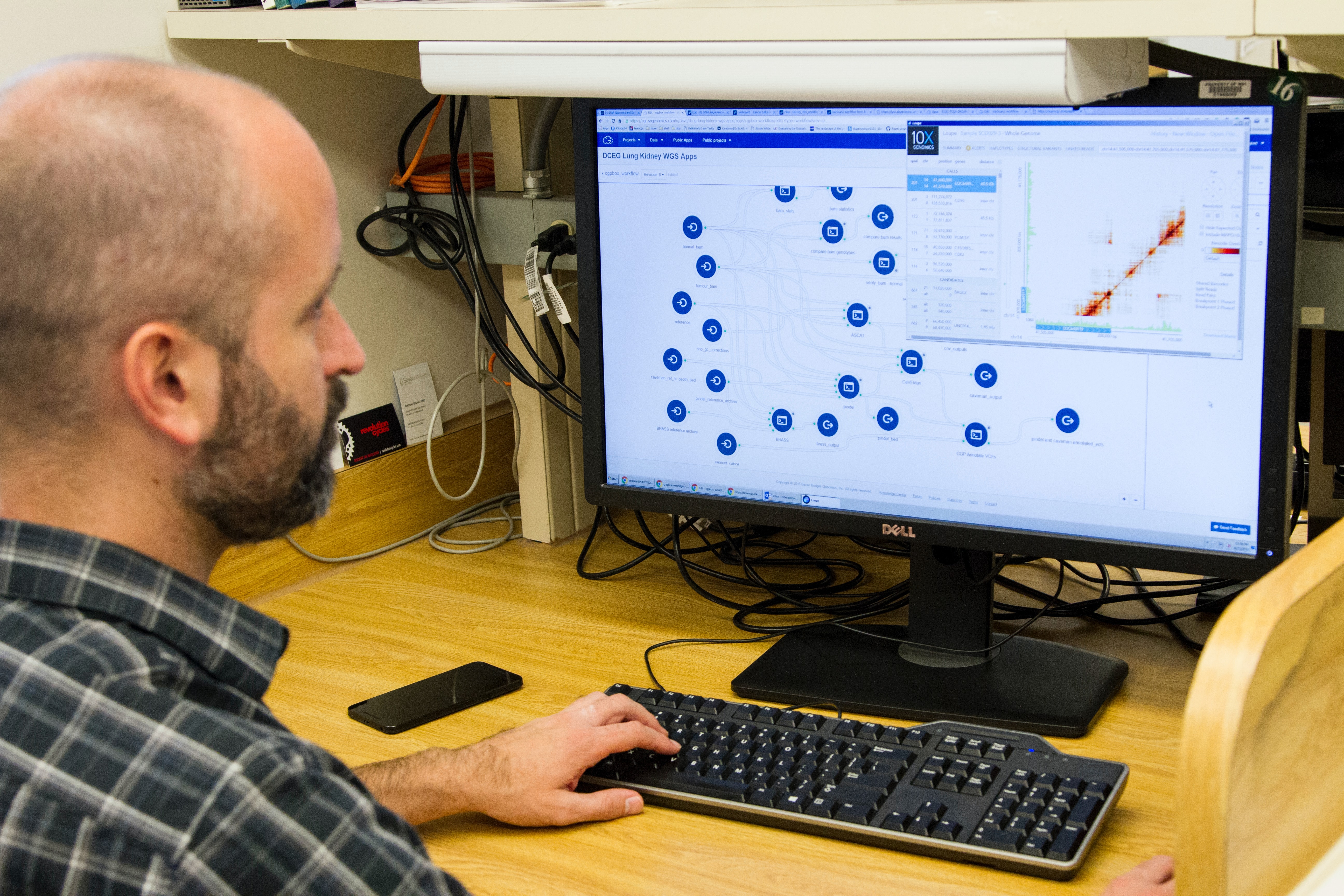Man analyzing risk using computer software
